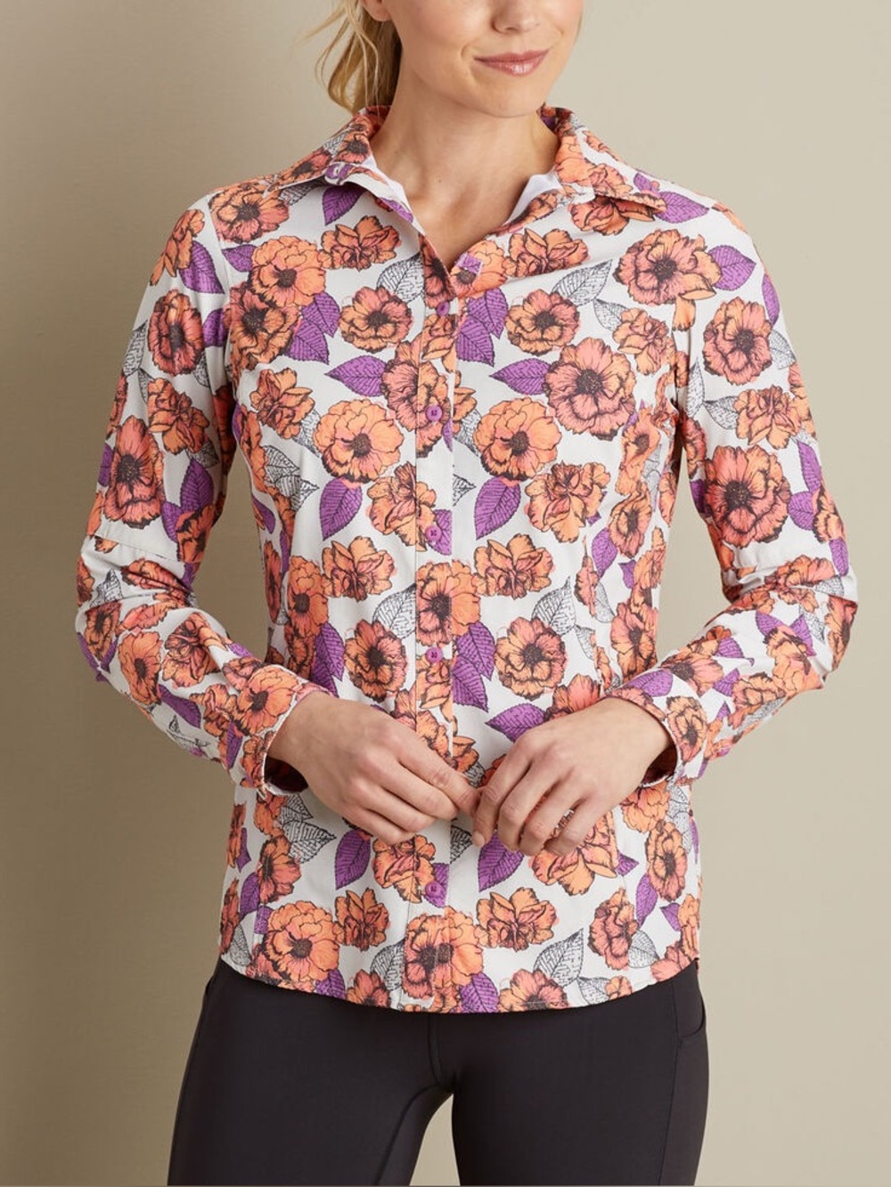 Duluth Trading Co. Sidewinder Gardening Shirt Floral Nylon UPF 30 Button Down S